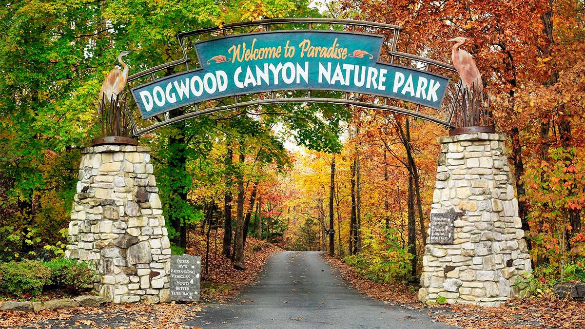 Dogwood Canyon Adventure Park Entrance in Autumn